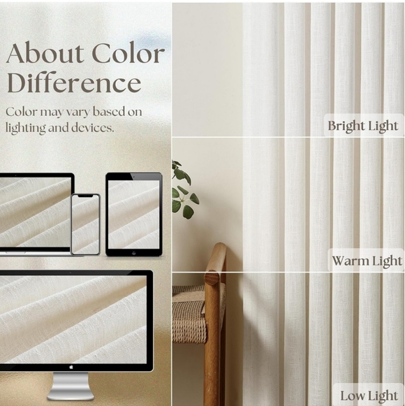 Twodrapes 102 Inch Long Pinch Pleat Linen Curtains ~ Cream - Picture 4 of 12